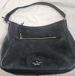 kate spade Black Pebbled Leather Shoulder Bag with Gold Hardware